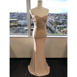 Light Pink Bandeau Fishtail Maxi Dress